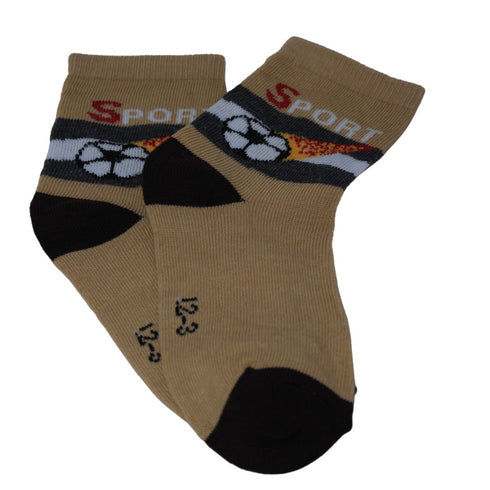 Brown Sports Kids Socks (6-10 Years)